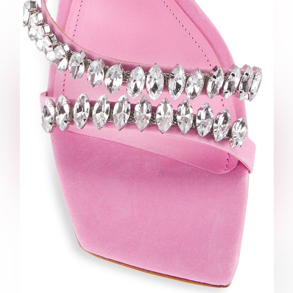 Schutz Linsey Crystal-Embellished Nubuck Sandals NWT Size 7.5 178.00 - Picture 4 of 9